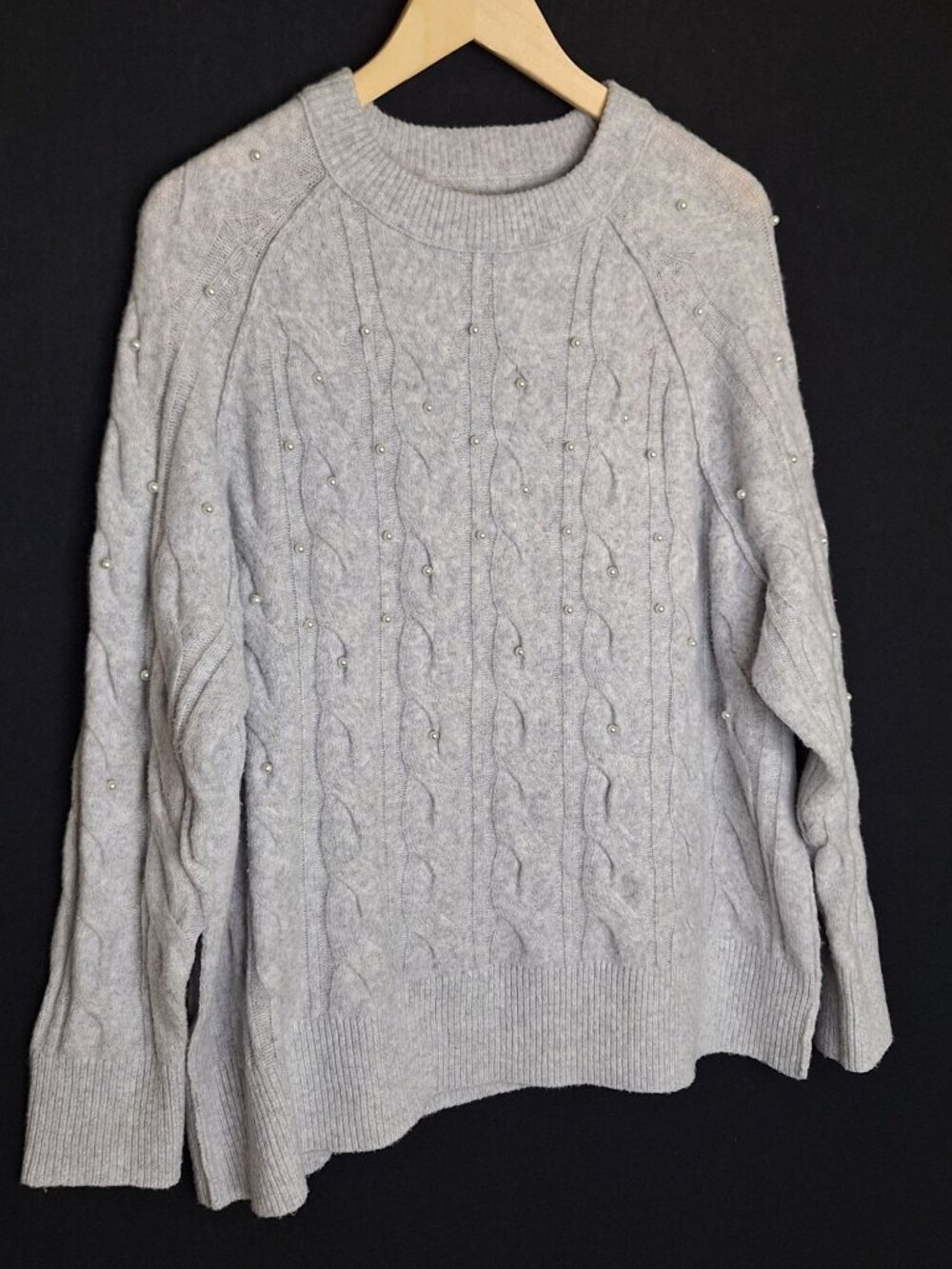π Aerie Knit Oversized Soft Stretch Pearl Detail Sweater Size M/L Comfy Preppy - Picture 6 of 8